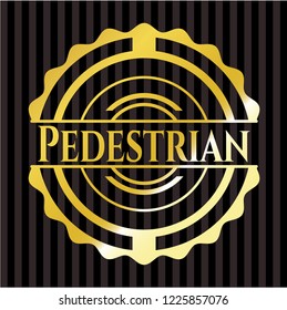 Pedestrian gold shiny emblem