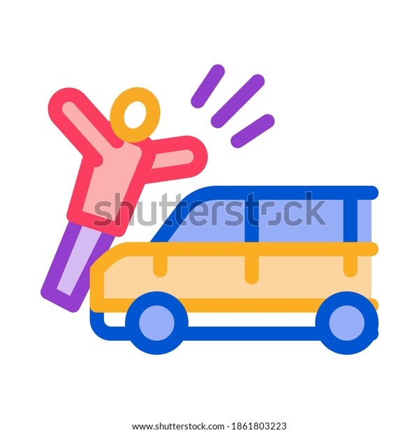 pedestrian hit by car icon vector.\
pedestrian hit by car sign. color symbol\
illustration