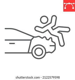 Pedestrian Hit By Car Line Icon, Insurance And Crash, Pedestrian Accident Vector Icon, Vector Graphics, Editable Stroke Outline Sign, Eps 10.