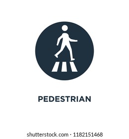 Pedestrian icon. Black filled vector illustration. Pedestrian symbol on white background. Can be used in web and mobile.