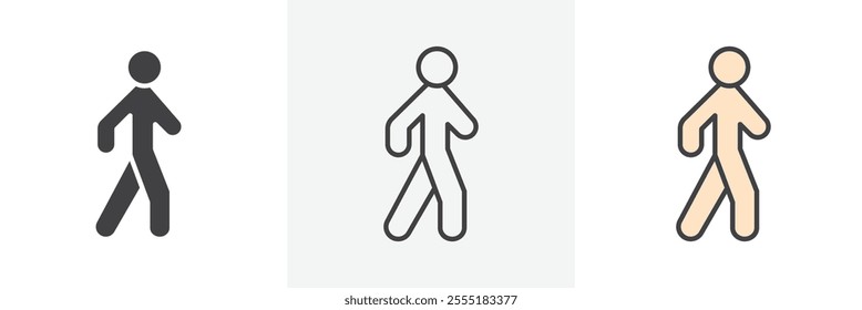 Pedestrian icon collection in black and colored style.