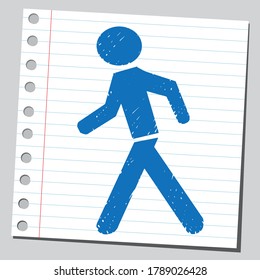 Pedestrian icon. Pedestrian crossing street.