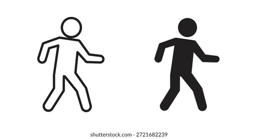 Pedestrian icon flat and thin stroke vector pack. Editable icons set