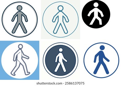 Pedestrian Icon Set – Vector Art Illustration Bundle for Traffic, Safety, and Navigation