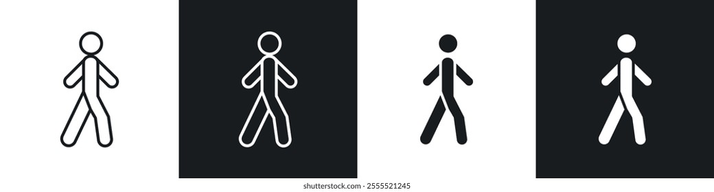 Pedestrian icon vector collection in black and white.