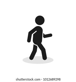 Pedestrian Icon. Walking Man Vector Sign Silhouette Isolated On White Background.