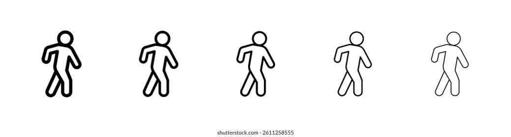 Pedestrian icons vector set in different stroke line style