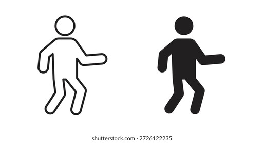 Símbolo de Vector de iconos peatonales con trazo editable y versiones planas