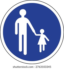 Pedestrian Lane Path Mandatory Road Sign Blue Circular Traffic Symbol Vector Transparent Background