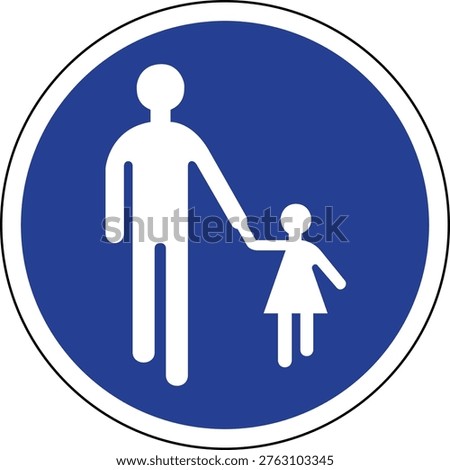 Pedestrian Lane Path Mandatory Road Sign Blue Circular Traffic Symbol Vector Transparent Background