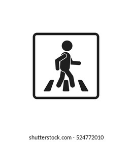 Pedestrian on crosswalk, vector simple road sign. Pedestrian crossing icon.