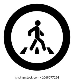 Pedestrian on zebra crossing icon black color