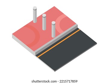 Pedestrian with pole bollards. Simple flat illustration in isometric view.

