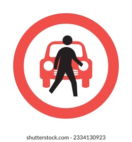 Pedestrian priority zone. Flat Pedestrian zone vector icon illustration isolated on white background. Vector.