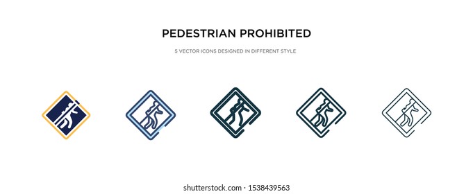 pedestrian prohibited icon in different style vector illustration. two colored and black pedestrian prohibited vector icons designed in filled, outline, line and stroke style can be used for web,