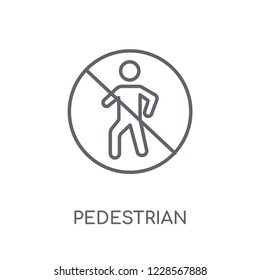 pedestrian prohibited sign linear icon. Modern outline pedestrian prohibited sign logo concept on white background from Traffic Signs collection.