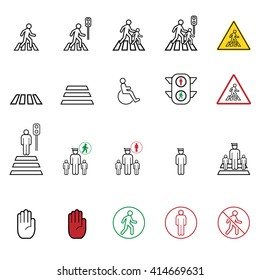 Pedestrian related icon set