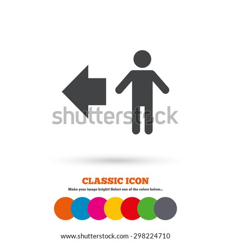 Pedestrian road icon. Human path. Classic flat icon. Colored circles. Vector