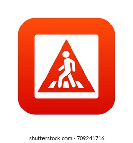 Pedestrian road sign icon digital red for any design isolated on white vector illustration