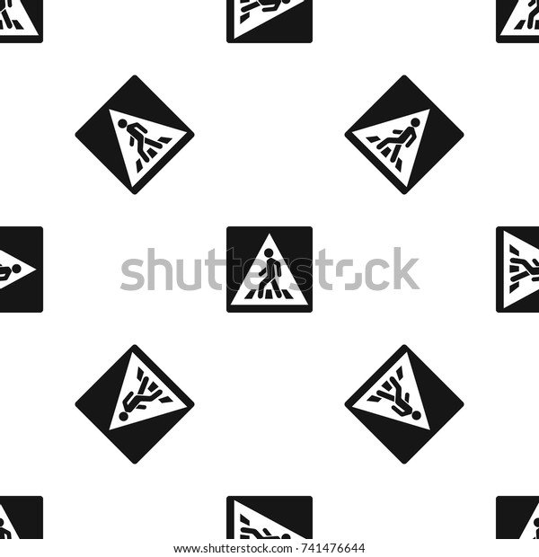 Pedestrian road sign\
pattern repeat seamless in black color for any design. Vector\
geometric\
illustration