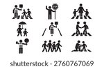Pedestrian safety and crossing icon set