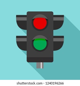 Pedestrian semaphore icon. Flat illustration of pedestrian semaphore vector icon for web design