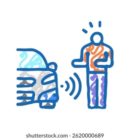 sensor pedestre ícone doodle esboço vetor. sinal do sensor pedestre. ilustração símbolo isolado