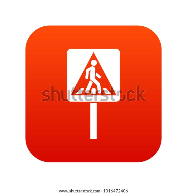 Pedestrian sign icon digital red for any\
design isolated on white vector\
illustration