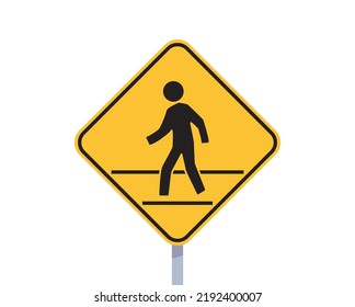 Fußgängerschild und Straßenschild flach Vektorgrafik.