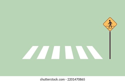 Pedestrian sign and traffic road sign flat vector illustration.