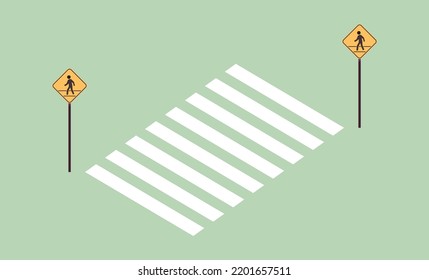 Pedestrian sign and traffic road sign flat vector illustration.
