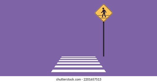 Pedestrian sign and traffic road sign flat vector illustration.