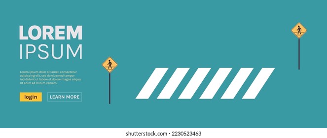 Pedestrian sign and traffic road sign flat vector illustration.