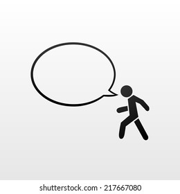 Pedestrian symbol and speech bubble