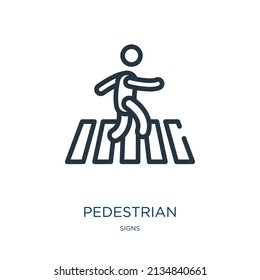 pedestrian thin line icon. road, traffic linear icons from signs concept isolated outline sign. Vector illustration symbol element for web design and apps.
