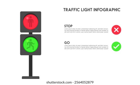 Pedestrian Traffic Light Infographic with Stop and Go Indicators for Walkers Vector Illustration