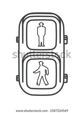 Pedestrian traffic light. Public property. Vector illustration.