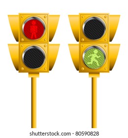 Pedestrian traffic lights isolated over white background