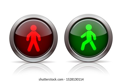 Pedestrian traffic lights red and green. Illustration isolated on white background