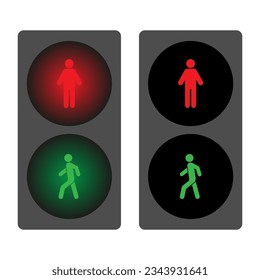 Pedestrian traffic lights red and green vector illustration