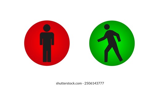 Pedestrian traffic lights red and green isolated on white background.