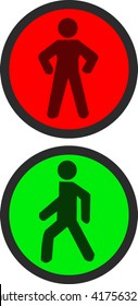 pedestrian traffic lights red and green. Illustration on white background