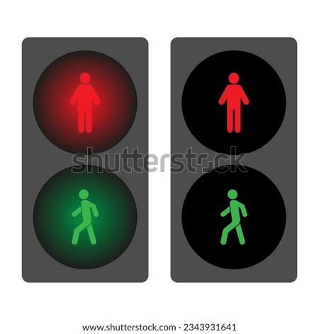 Pedestrian traffic lights red and green vector illustration