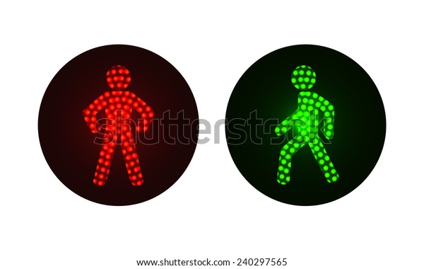 pedestrian traffic lights red and green.\
Illustration on white\
background
