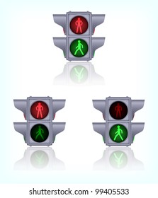 Pedestrian traffic lights, vector, 10eps.