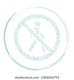 El tráfico peatonal prohibió el símbolo lleno de puntos de venta. Estilo de puntillismo. Ilustración del vector sobre fondo blanco