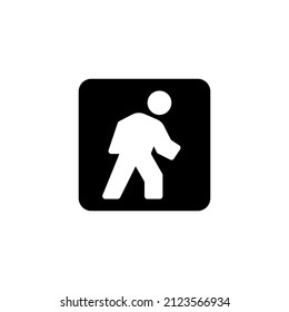 Pedestrian traffic sign, pedestrian crossing ahead symbol in solid black flat shape glyph icon, isolated on white background
