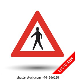 Pedestrian traffic sign. Vector illustration of triangular sign for pedestrian traffic sign isolated on white background.