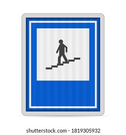 Pedestrian underpass or overpass road sign on a white background. Vector illustration.