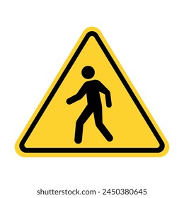 pedestrian walk safety yellow triangle sign pedestrian wakway road crossing